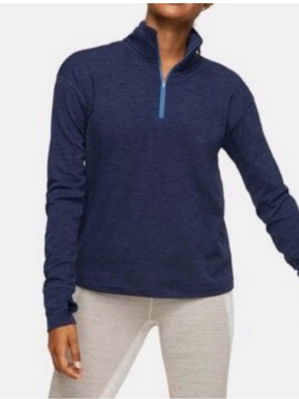 Outdoor Voices Navy Half-Zip Pullover with Light Blue Zip